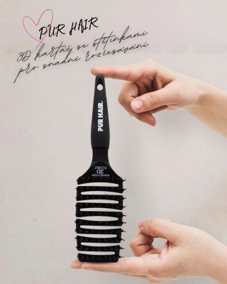 ✨ PUR HAIR 3D Nano kartáč Profesionální kartáč s nano-iontovou technologií a flexibilním 3D tvarem. Šetrně rozčeše vlasy...